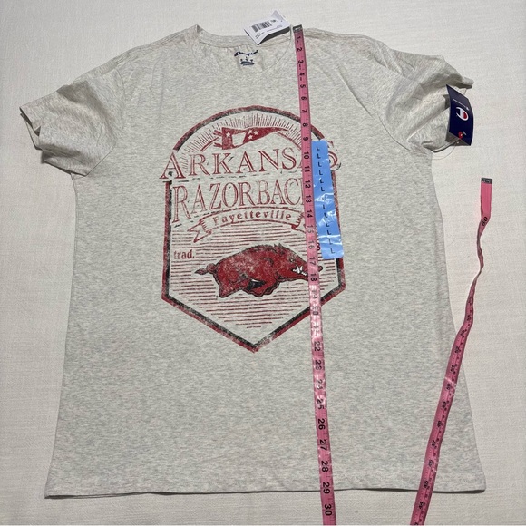Men’s Champion Arkansas Razorbacks Tee | Natural / Ash Gray | Large | NWT - Picture 7 of 8